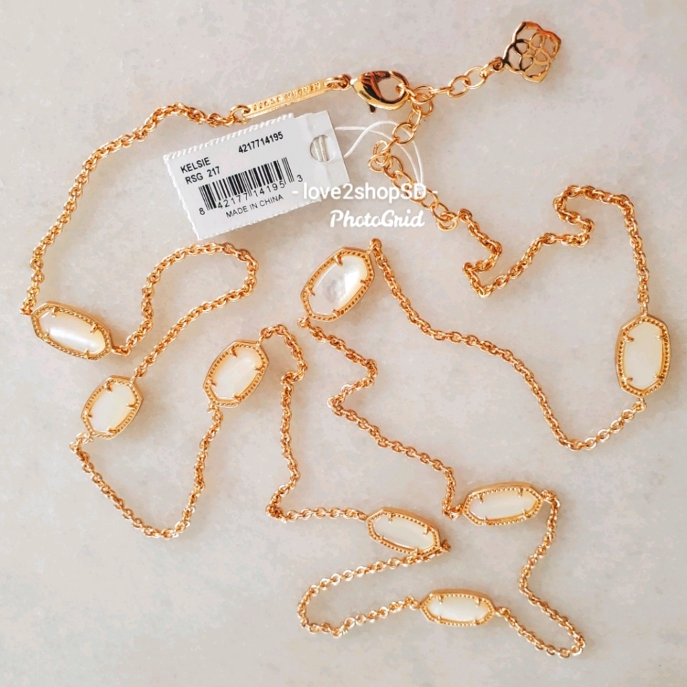 Kendra Scott Kelsie Necklace Rose Gold Ivory Pearl